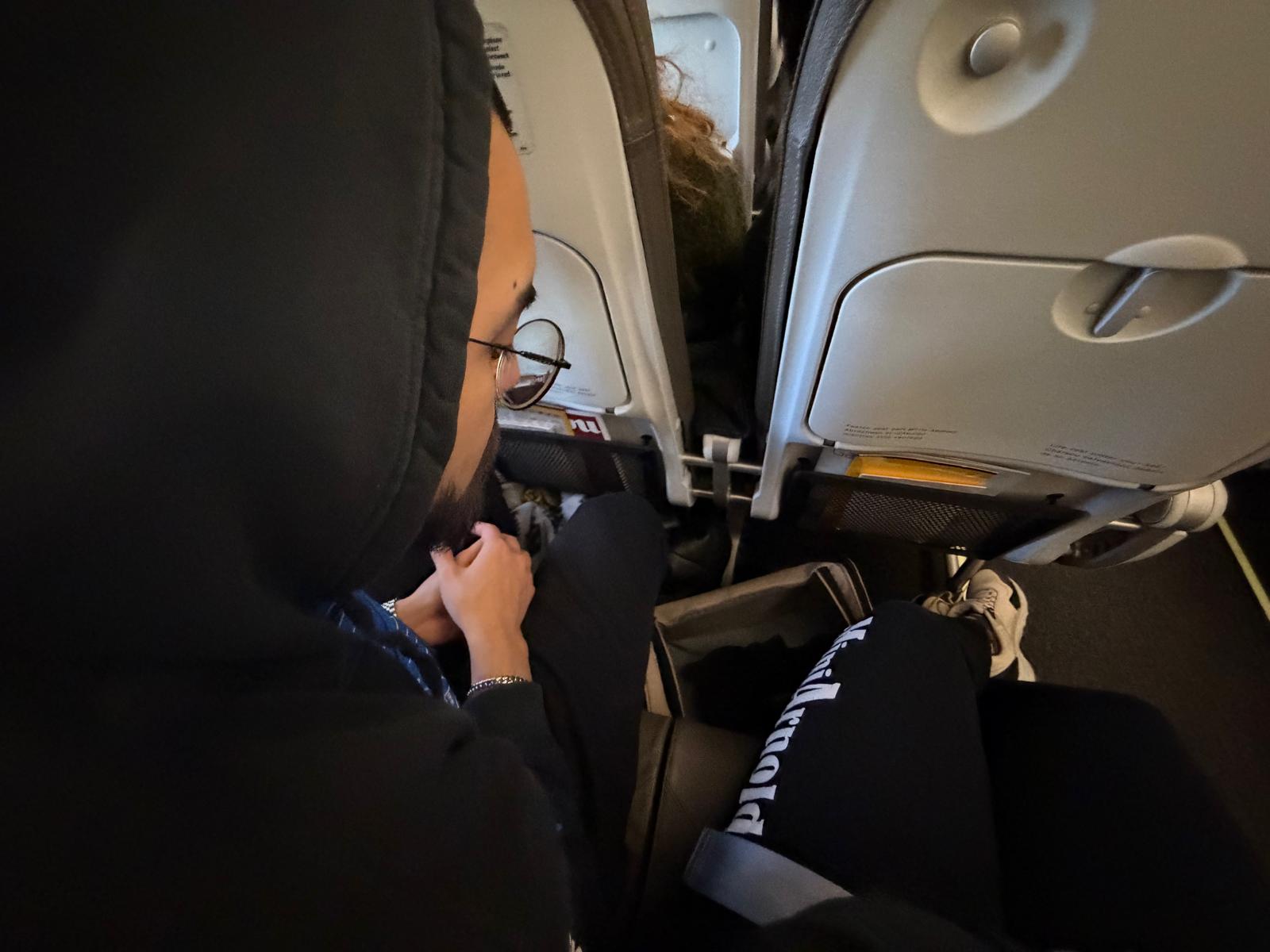 Arnold descansando en el transportín durante un vuelo